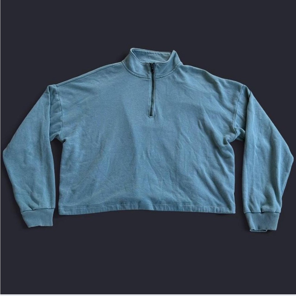 American Eagle Outfitters Blue Green Zip Up Sweater